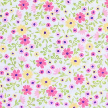 Baumwolle beschichtet Blumen gelb/pink/weiß by Swafing